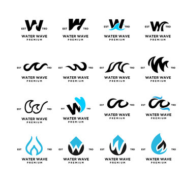 W Letter Water Initial Logo Design Template