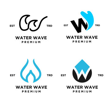 w letter water initial logo design template