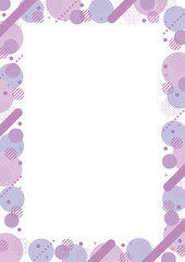 幾何学　メンフィス　シンプル　フレーム  紫　水玉　縦長