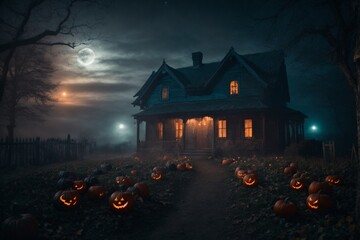 Fototapeta na wymiar Casa decorada tema de halloween