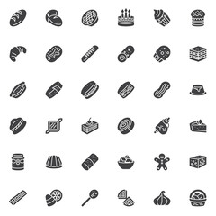 Bakery and pastry vector icons set