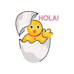 Hola doodle vector outline Sticker. EPS 10 file