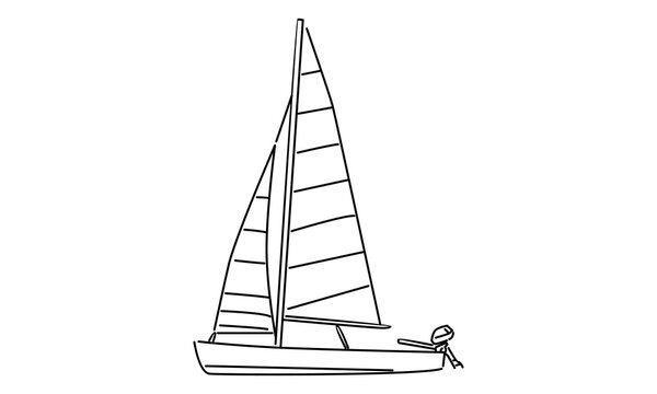 line art of sailboat vector illustration