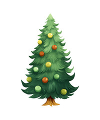 christmas tree with christmas decorations  clipart watercolor clip art water color