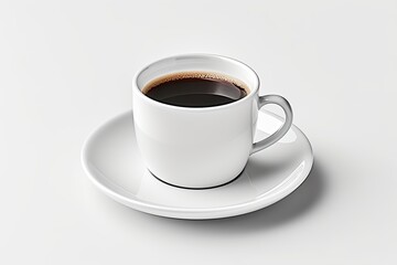 Black Coffee in white ceramic cup isolated on a white