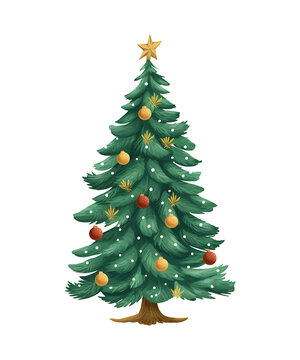 christmas tree isolated on white  clipart watercolor clip art water color