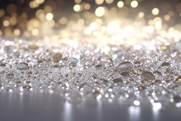 Splash from gemstone particles. Аbstract background with bokeh defocused lights. Glittering lights background. Abstract background with bokeh defocused lights. 3D rendering