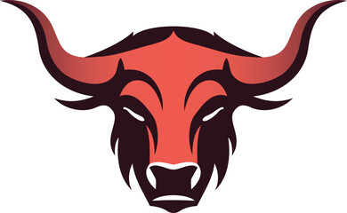 Angry red color buffalo tattoo design, red bull mascot logo, Red bull simple head logo for gaming sports and various usage