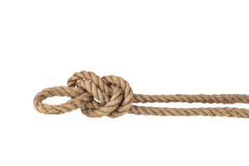 packing rope made of jute with a tied bow, isolate for clipping on a white background