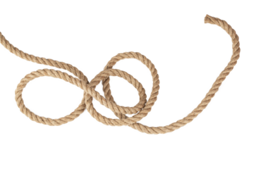 packing rope made of jute with a tied bow, isolate for clipping on a white background