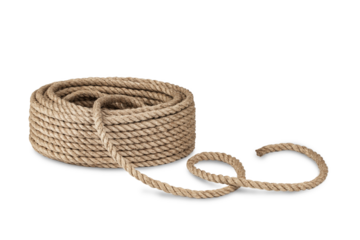 packing rope made of jute with a tied bow, isolate for clipping on a white background