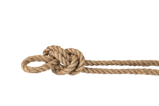 packing rope made of jute with a tied bow, isolate for clipping on a white background