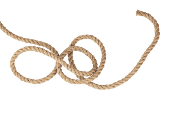 packing rope made of jute with a tied bow, isolate for clipping on a white background