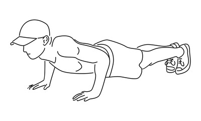 line art of man training push up