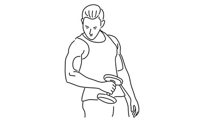 Line art of man lifting weights