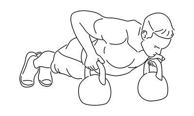 line art of man training push up