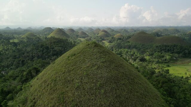 Philippines view from the top of the Chocolate hills aerial drone