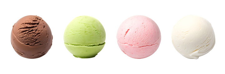 various ice cream ball isolated