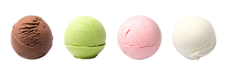 various ice cream ball isolated