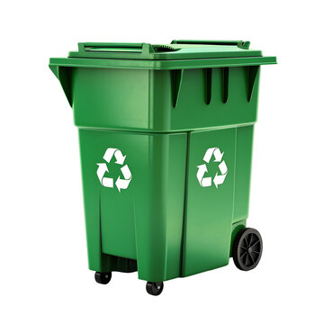 green recycling bin isolated