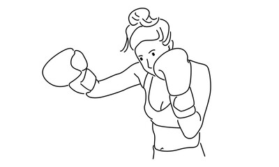 line art of female boxing athlete