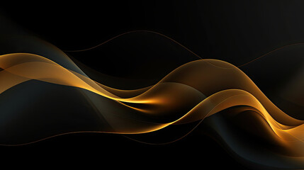 Abstract gold wave on black background. Luxury and elegance concept.