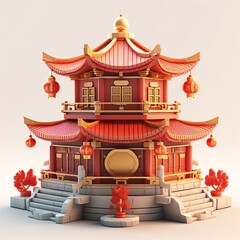 Fototapeta premium pagoda city landmark architectural illustration elements