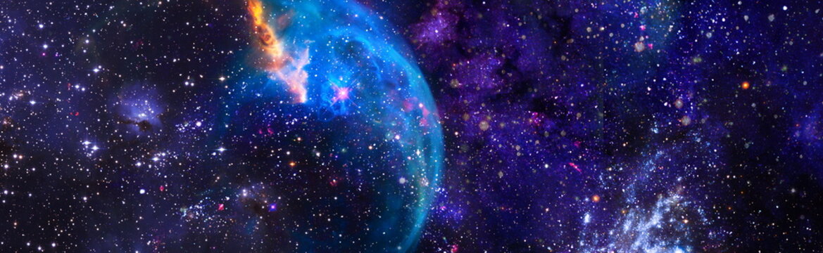 Panorama universe space beautiful science fiction wallpaper . Elements of this image furnished by NASA