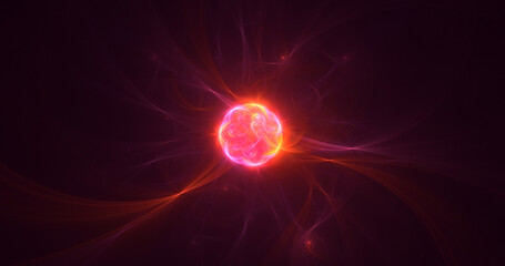 3D rendering abstract valentine red fractal light background