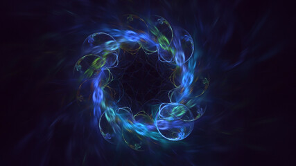 3D rendering abstract multicolor supernova fractal light background
