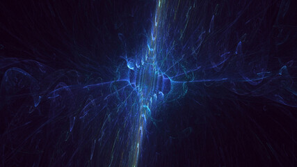 3D rendering abstract multicolored fractal light background with bright center