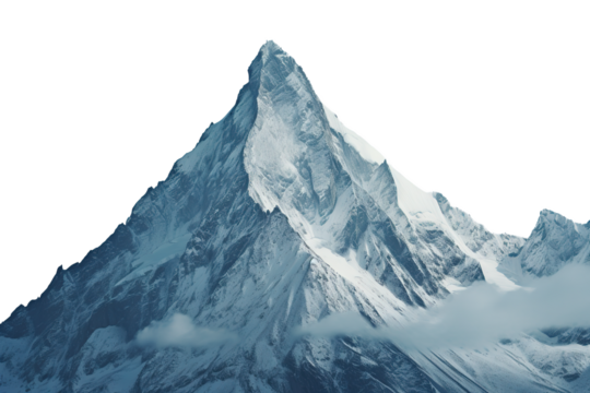 Cloudy mountain peak Isolated on transparent background