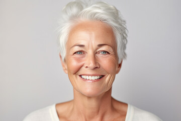 Fototapeta premium Healthy Looking Middle Aged Woman Smiling Portrait AI Generated