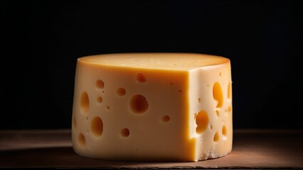 Various types of cheese on wooden table. Generated with AI