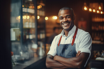 Restaurant Small Business Owner Black Man AI Generated