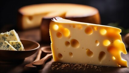 Various types of cheese. Generated with AI