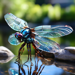 Fototapeta na wymiar A dragonfly made of glass 