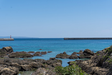 Fototapeta na wymiar Anbou Port at the entrance of Yakushima