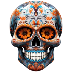 Fotobehang Aquarel doodshoofd skull on black clipart watercolor clip art water color