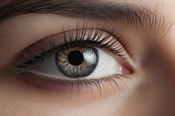 Obraz premium Close-up eye. Detailed Exploration of Eyes Health Makeup and Elegance