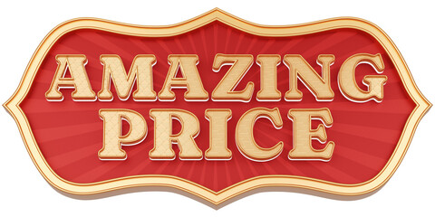 Golden 3d carnival style typography. Amazing Price. 3D render. 3D illustration.