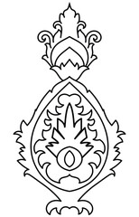 Carpet components. black stripes. rug Oriental ornament with floral motifs. Indian design element for henna tattoo, adult coloring book, greeting card, wedding invitation or spa beauty flyer.