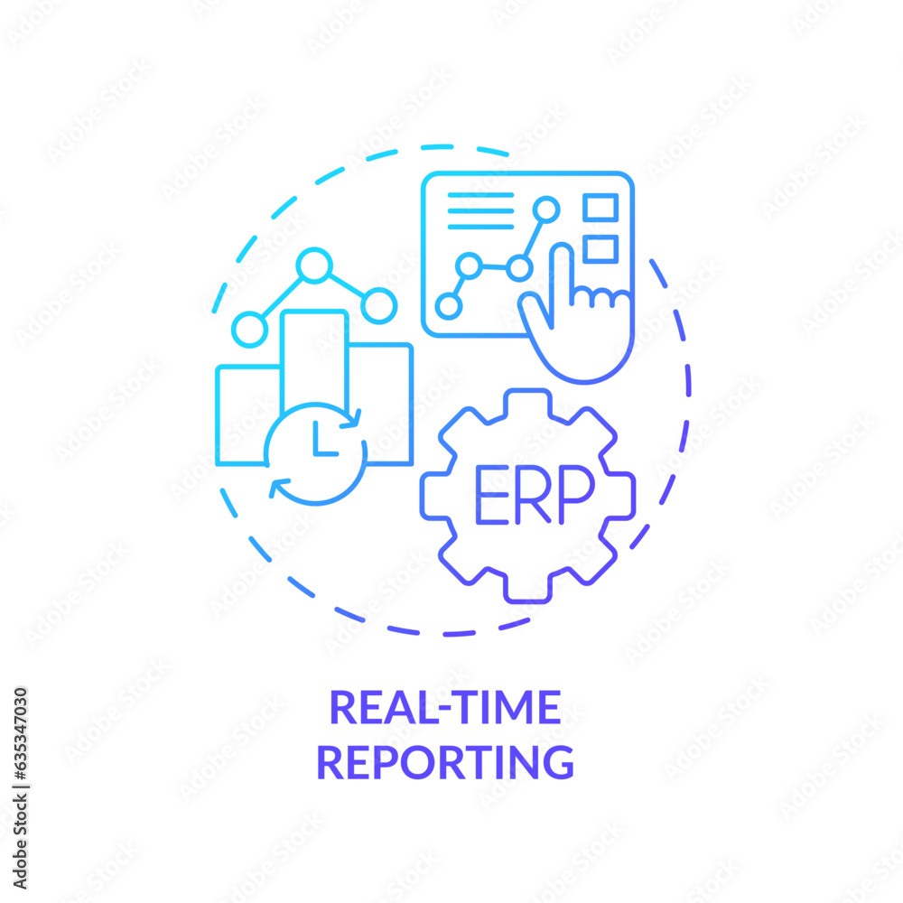 Poster gradient real-time reporting icon concept, isolated vector, enterprise resource planning thin line i