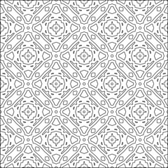 Vector pattern with symmetrical elements . Modern stylish abstract texture. Repeating geometric tiles from striped elements.Black and white pattern.