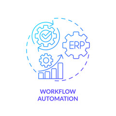 Gradient workflow automation icon concept, isolated vector, enterprise resource planning thin line illustration.