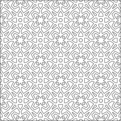 Vector pattern with symmetrical elements . Modern stylish abstract texture. Repeating geometric tiles from striped elements.Black and white pattern.