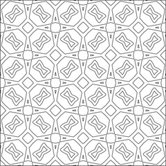 Vector pattern with symmetrical elements . Modern stylish abstract texture. Repeating geometric tiles from striped elements.Black and white pattern.