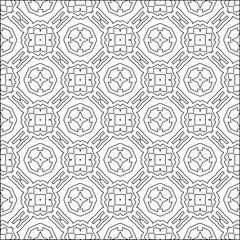 Vector pattern with symmetrical elements . Modern stylish abstract texture. Repeating geometric tiles from striped elements.Black and white pattern.