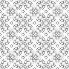 Vector pattern with symmetrical elements . Modern stylish abstract texture. Repeating geometric tiles from striped elements.Black and white pattern.