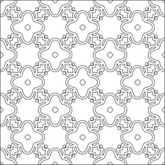 Vector pattern with symmetrical elements . Modern stylish abstract texture. Repeating geometric tiles from striped elements.Black and white pattern.